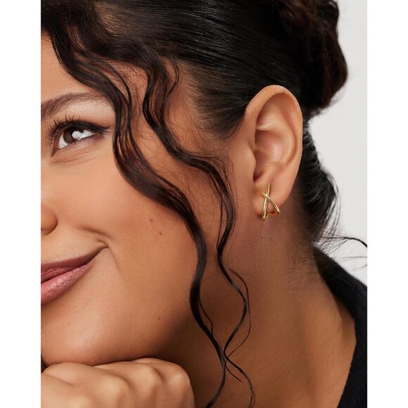 Women 14K Gold Stud Earrings Dainty Earrings Simple Gold Earrings Hypoallergenic - Picture 5 of 7